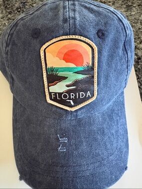 Florida Sunset Patch Washed Navy Baseball Cap